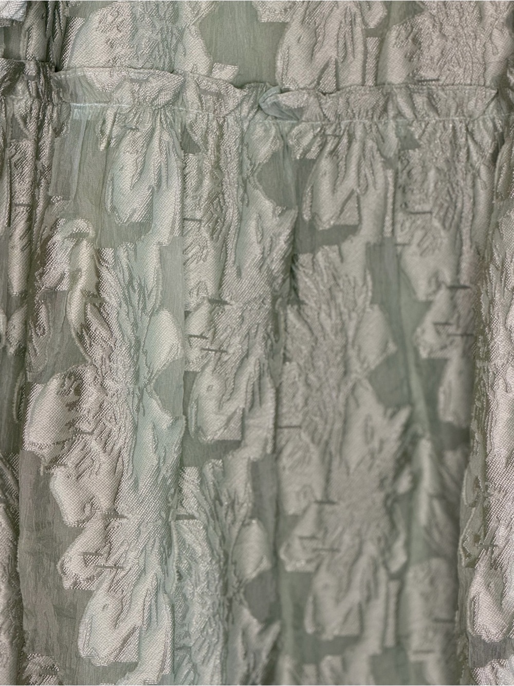 Oddi Sage Jacquard Floral Puff Sleeve Wedding Garden Party Dress Pockets 1XL - Picture 2 of 7